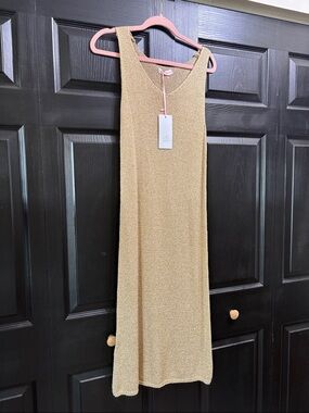 NIKA Gold Knit Midi Dress
